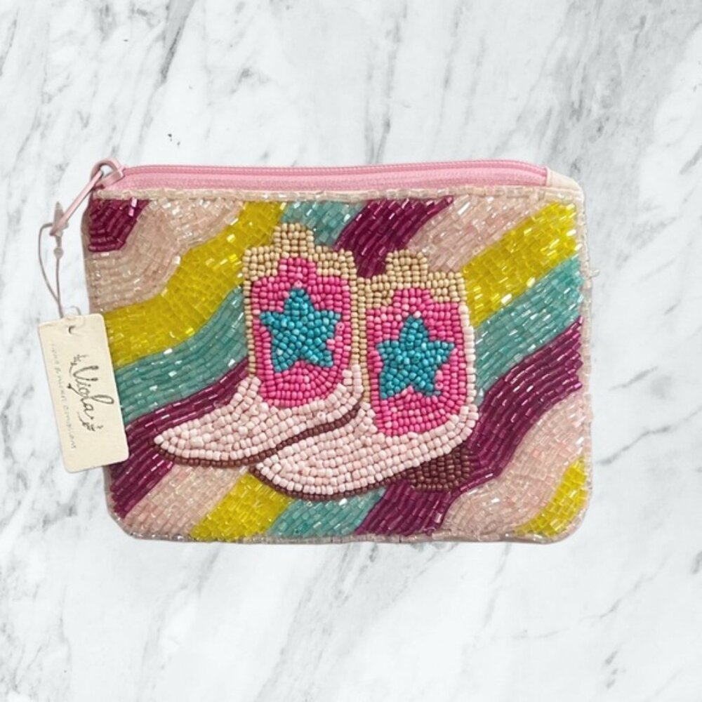 Colorful Beaded Boot Coin Purse. Made in India.